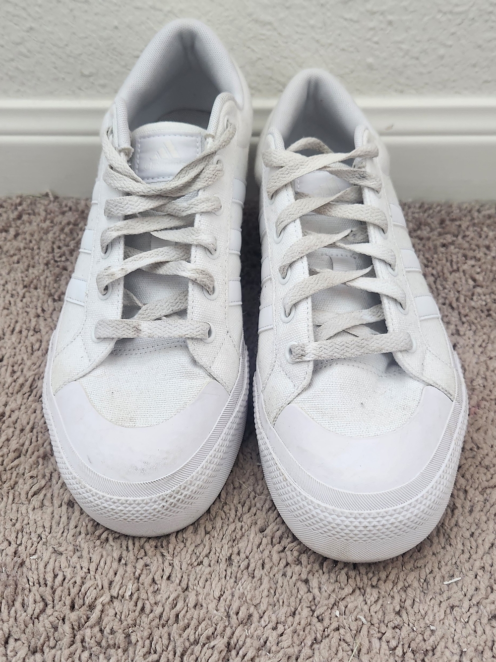 adidas White Low-Top Canvas Sneakers